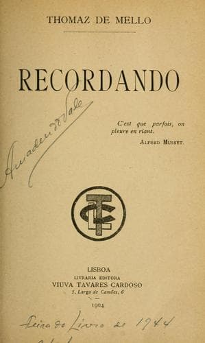 Recordando [por] Thomaz de Mello