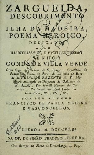 Zargueida, descobrimento da ilha da Madeira: poema heroico ...