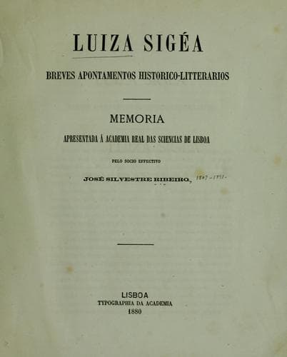 Luiza Sigéa: breves apontamentos historico-litterarios