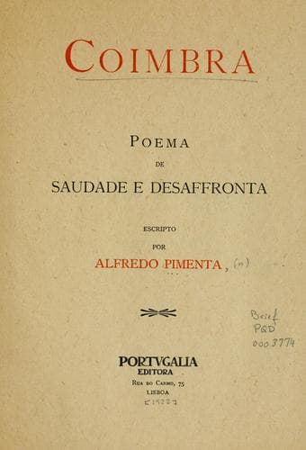 Coimbra: poema de saudade e desaffronta