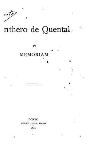 Anthero de Quental: in memoriam