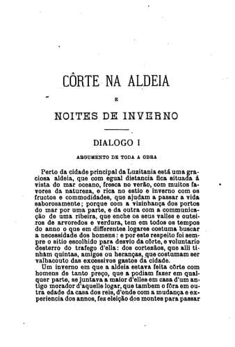 Côrte na aldeia e noites de inverno