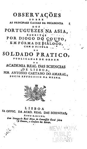 Observações sobre as principaes causas da decadencia dos Portuguezes na Asia