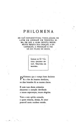 Philomena: Reimpressa em harmonia com a edição de 1561