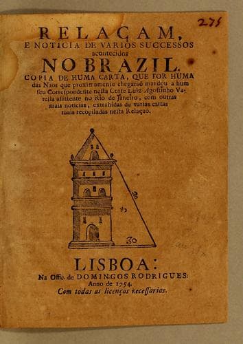 Relaçam, e noticia de varios successos acontecidos no Brazil: Copia de huma carta, que por huma das naos que proximamente chegaraõ mandou a hum seu correspondente nesta Corte Luiz Agostinho Varella assistente no Rio de Janeiro, com outras mais noticias, extrahídas de varias cartas mais recopiladas nesta relaçaõ