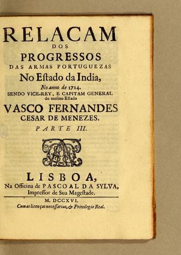 Relaçam dos progressos das armas portuguezas no Estado da India, no anno de 1714. Sendo vice-rey, e capitam general do mesmo Estado Vasco Fernandes Cesar de Menezes. ; Parte III