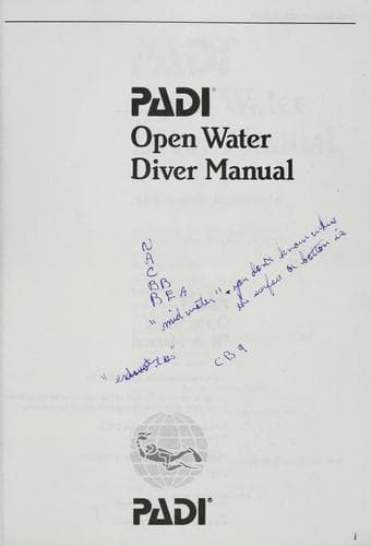 PADI open water diver manual.