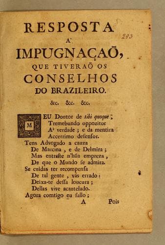 Resposta a impugnaçaõ, que tiveraõ os Conselhos do Brazileiro. &c. &c. &c