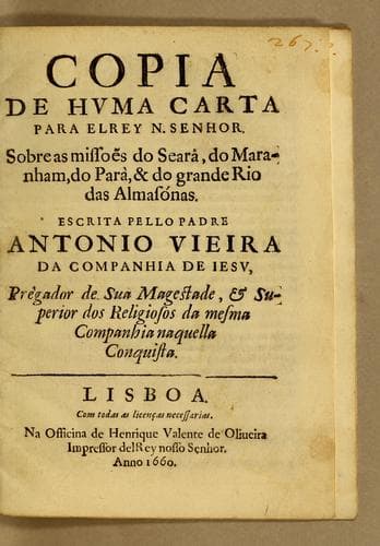 Copia de huma carta para elrey N. Senhor. Sobre as missoẽs do Searà, do Maranham, do Parà. & do grande rio das Almasónas