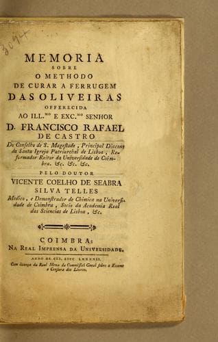 Memoria sobre o methodo de curar a ferrugem das oliveiras