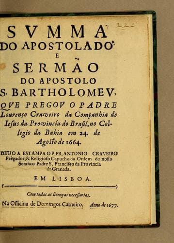 Summa do apostolado e sermão do apostolo S. Bartholomeu