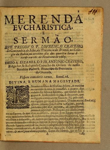 Merenda eucharistica, e sermão