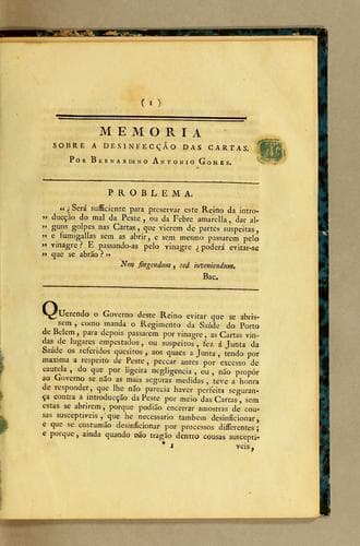 Memoria sobre a desinfecção das cartas