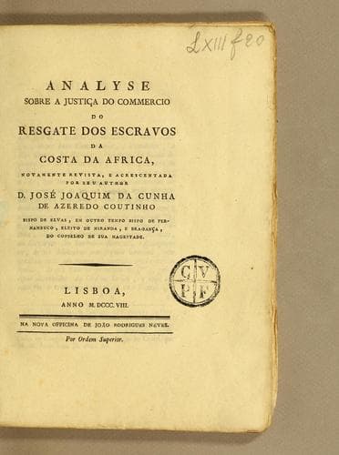 Analyse sobre a justiça do commercio do resgate dos escravos da costa da Africa