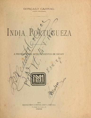 Índia Portugueza: a propósito dos acontecimentos de Satary