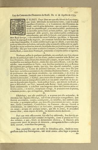 Ley do contrato dos diamantes do Brasil: De 11 de Agosto de 1753