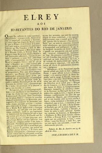 El-Rey aos habitantes do Rio de Janeiro