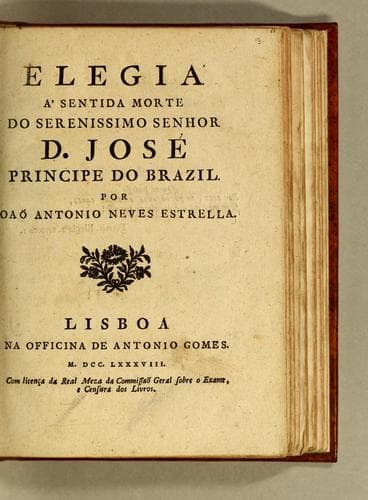 Elegia á sentida morte do Serenissimo Senhor D. José, Principe do Brazil