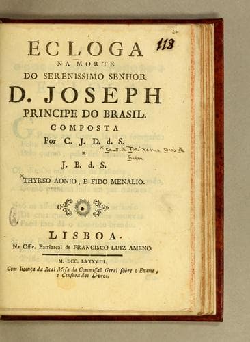 Ecloga na morte do Serenissimo Senhor D. Joseph, Principe do Brasil
