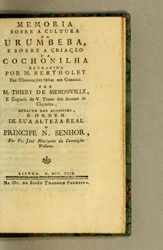 Memoria sobre a cultura da urumbeba, e sobre a criação da cochonilha extrahida por M. Bertholet das observações feitas em Guaxaca