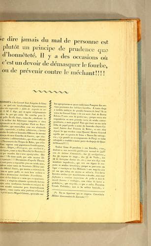 Ne dire jamais du mal de personne est plutôt un principe de prudence que d'honnêteté. Il y a des occasions où c'est un devoir de démasquer le fourbe, ou de prévenir contre le méchant!!!!: Em resposta à do coronel Jozè Joaquim de Lima e Silva, na qual este insubordinado hipocritamente se inculca não esquecido e falto de respeito às ordens de S. M. I. digo, que se agòra religiosamente as obedece he por que assim lhe convêm para livrar sua pelle. ..