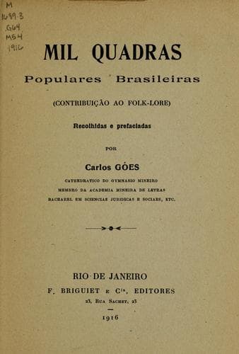 Mil quadras populares brasileiras: (contribuição ao folk-lore)