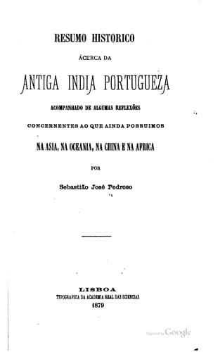 Resumo historico ácerca da antiga India portugueza