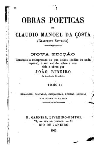 Obras poeticas de Claudio Manoel da Costa (Glauceste Saturnio)