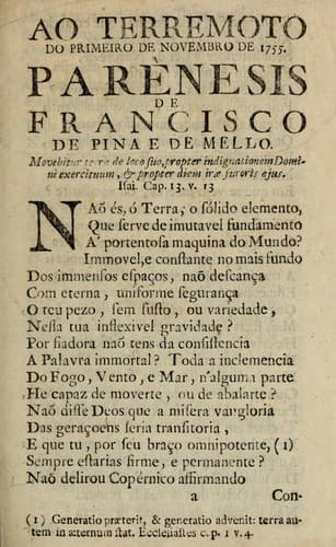 Ao terremoto do primeiro de novembro de 1755