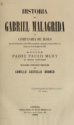 Historia de Gabriel Malagrida da Companhia de Jesus