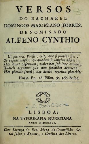 Versos do bacharel Domingos Maximiano Torres.