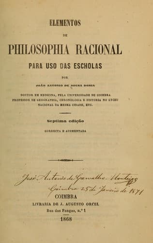 Elementos de philosophia racional, para uso das escholas