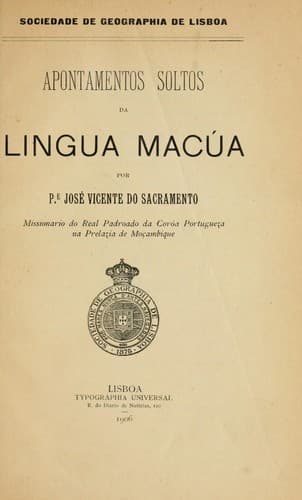 Apontamentos soltos da lingua macúa