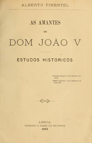 As amantes de dom João V: estudos historicos