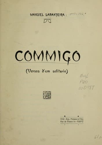 Commigo: versos d'um solitario