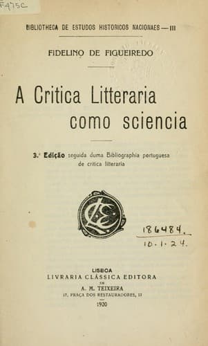 A critica litteraria como sciencia