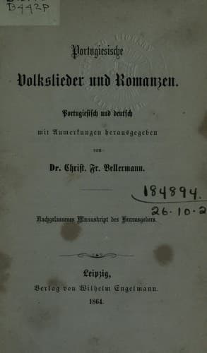 Portugiesische volkslieder und romanzen: portugiesisch und deutsch