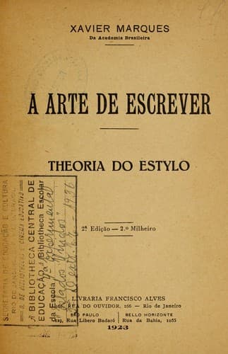 A arte de escrever: theoria do estylo