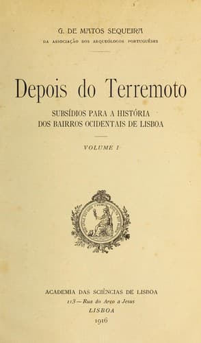 Depois do terremoto: subsídios para a história dos bairros ocidentais de Lisboa