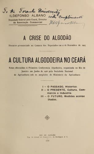 A crise do AlgodÃ£o: A Cultura Algodoeira no CearÃ¡
