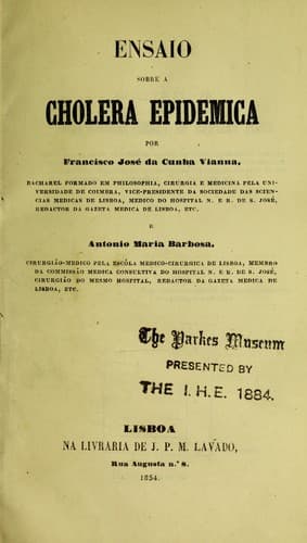 Ensaio sobre a cholera epidemica