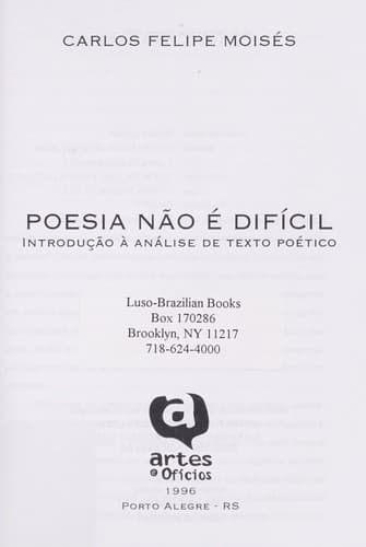 Poesia na o e  difi cil: introduc ʹa o a   ana lise de texto poe tico