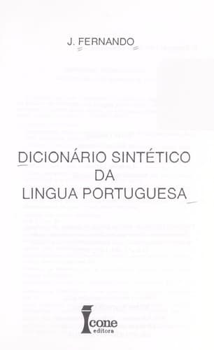 Diciona rio sinte tico da li ngua portuguesa