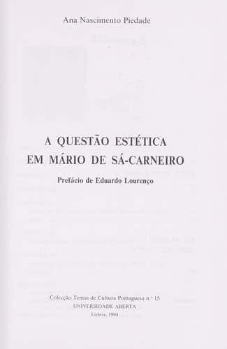 A questão estética em Mário de Sá-Carneiro