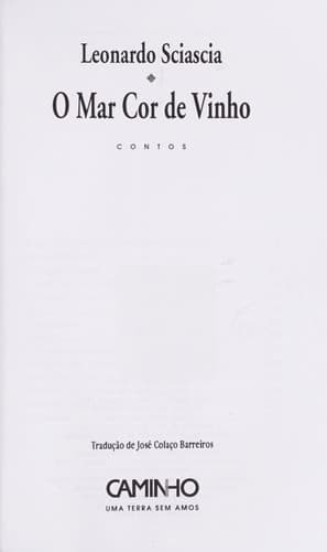O mar cor de vinho: contos