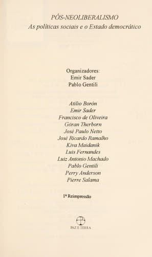 Pós-neoliberalismo: as políticas sociais e o Estado democrático