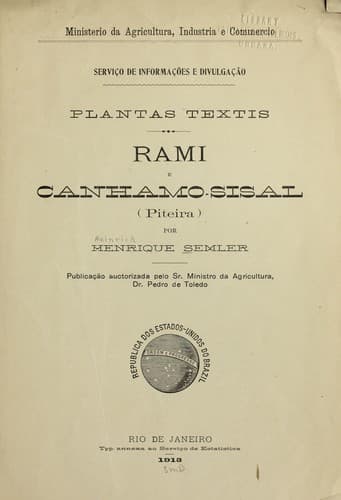 Plantas textis: Rami e canhamo-sisal (piteira)