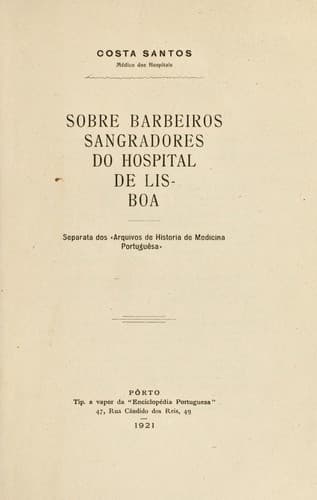 Sobre barbeiros sangradores do Hospital de Lisboa