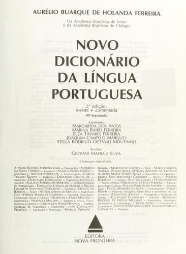 Novo Dicionario Aurelio da Lingua Portuguesa