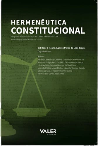 Hermenêutica Constitucional: programa de pós-graduação em Direito Ambiental da UEA: mestrado em Direito Ambiental / Orgs. Eid Badr, Mauro Augusto Ponce de Leão Braga. – Manaus: Editora Valer, 2016.
